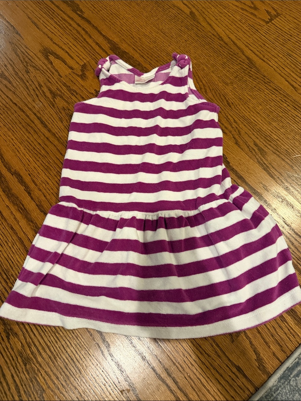 Girls Purple and White Striped Terrycloth Tank Dress
